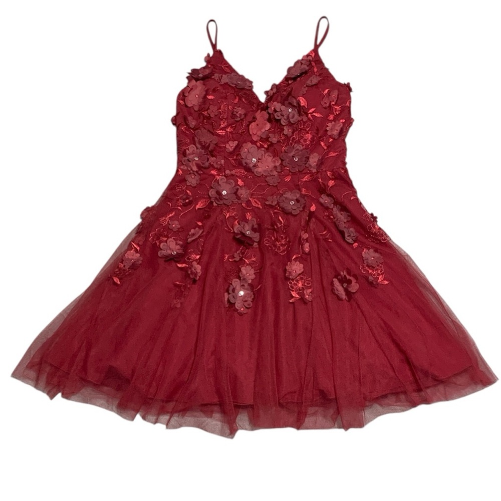 Teeze Me Red Floral Prom Dress
